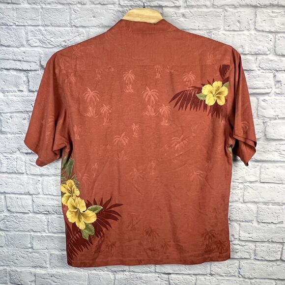 Tommy Bahama Men 100% Silk Jacquard‎ Tree Floral Aloha Hawaiian Shirt Size Large - Picture 3 of 6